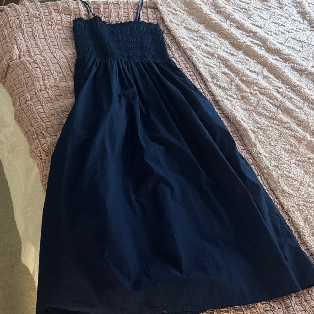 LOFT Navy Blue Smocked Sundress